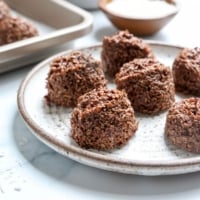 chocolate coconut macaroons on serving plate