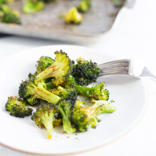 roasted broccoli on a plate