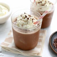 frozen hot chocolate in two glasses.