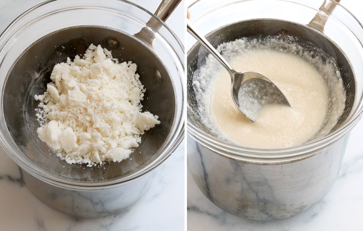 coconut butter melted in double boiler