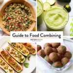 four food photos labeled with a guide to food combining.