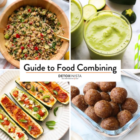 four food photos labeled with a guide to food combining.