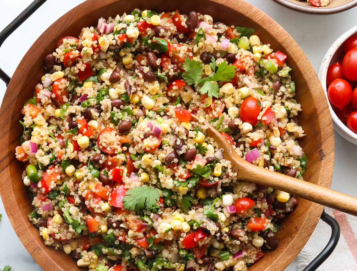 quinoa black bean salad in a bowl