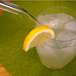 Sugar-free lemonade with ice in glass