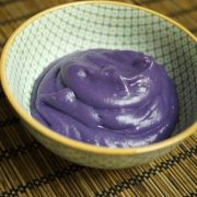 bowl of korean purple yam & ginger pudding