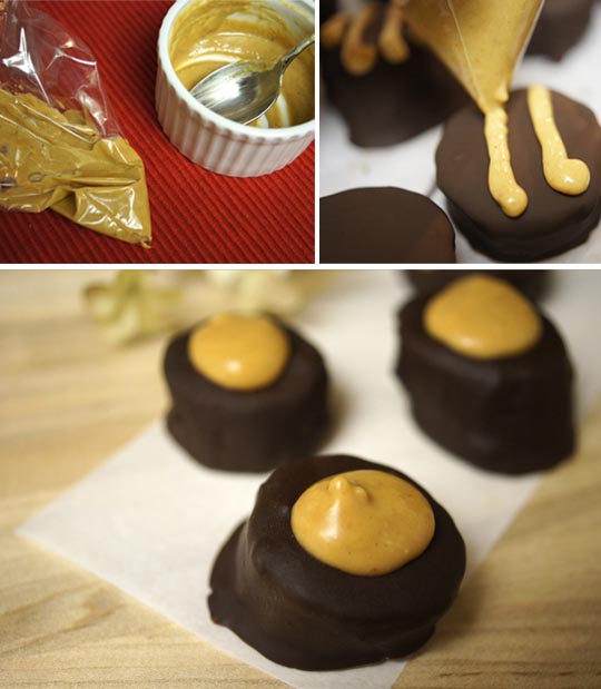 peanut butter on top of chocolate covered bananas