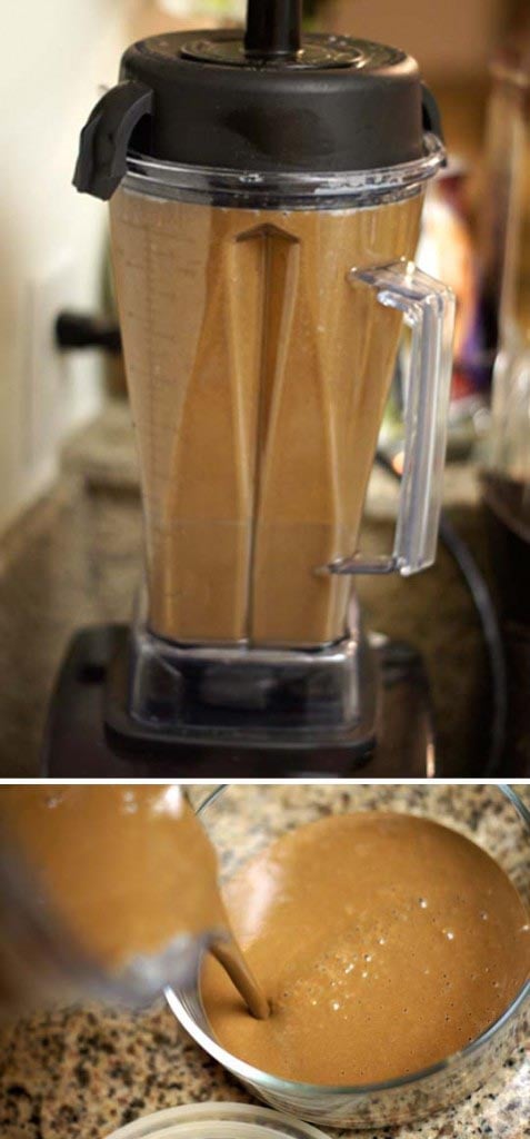 blending chocolate mousse in a blender