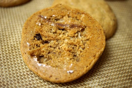 bottom of a cinnamon raisin cookie