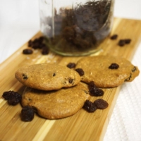 cinnamon raisin cookies on wood board