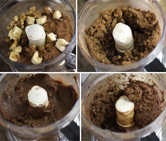 mixing brownie batter in a food processor