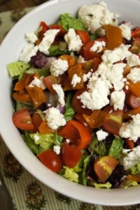 Salad with tomatoes peppers cheese and olives