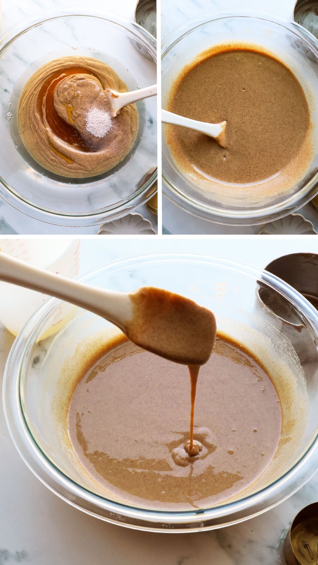almond butter, coconut oil, and honey mixed in a glass bowl.