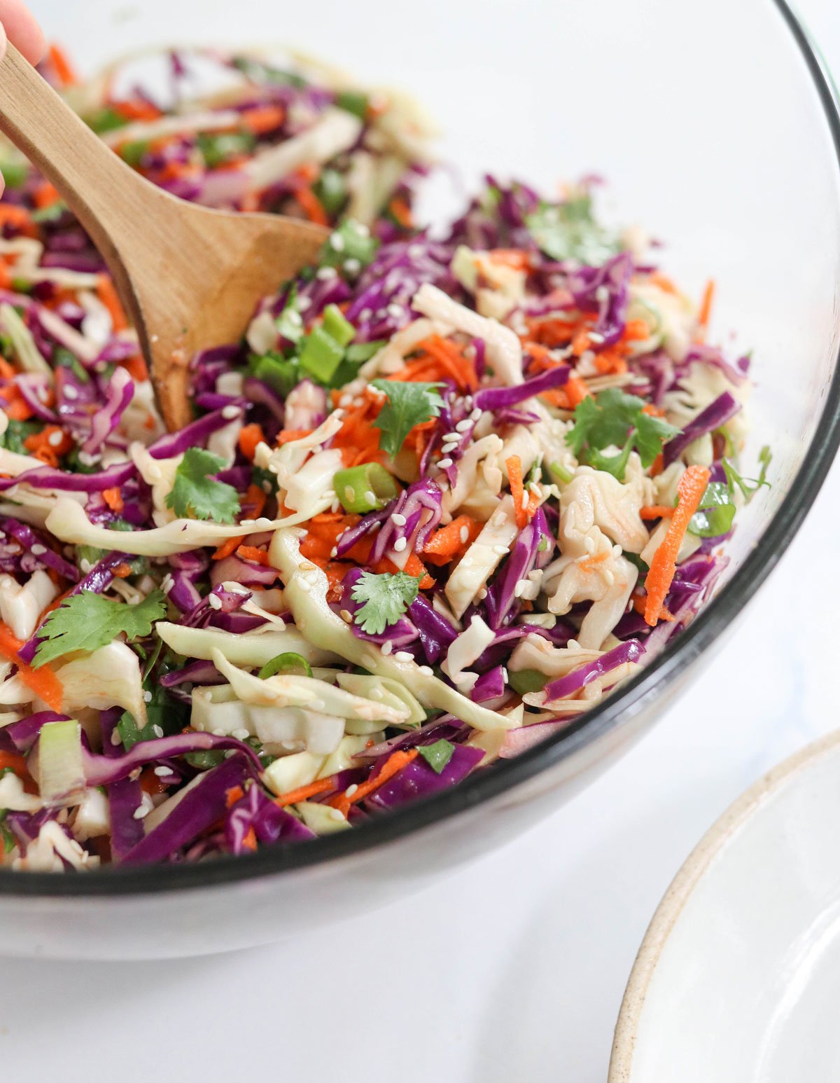asian coleslaw in large bowl