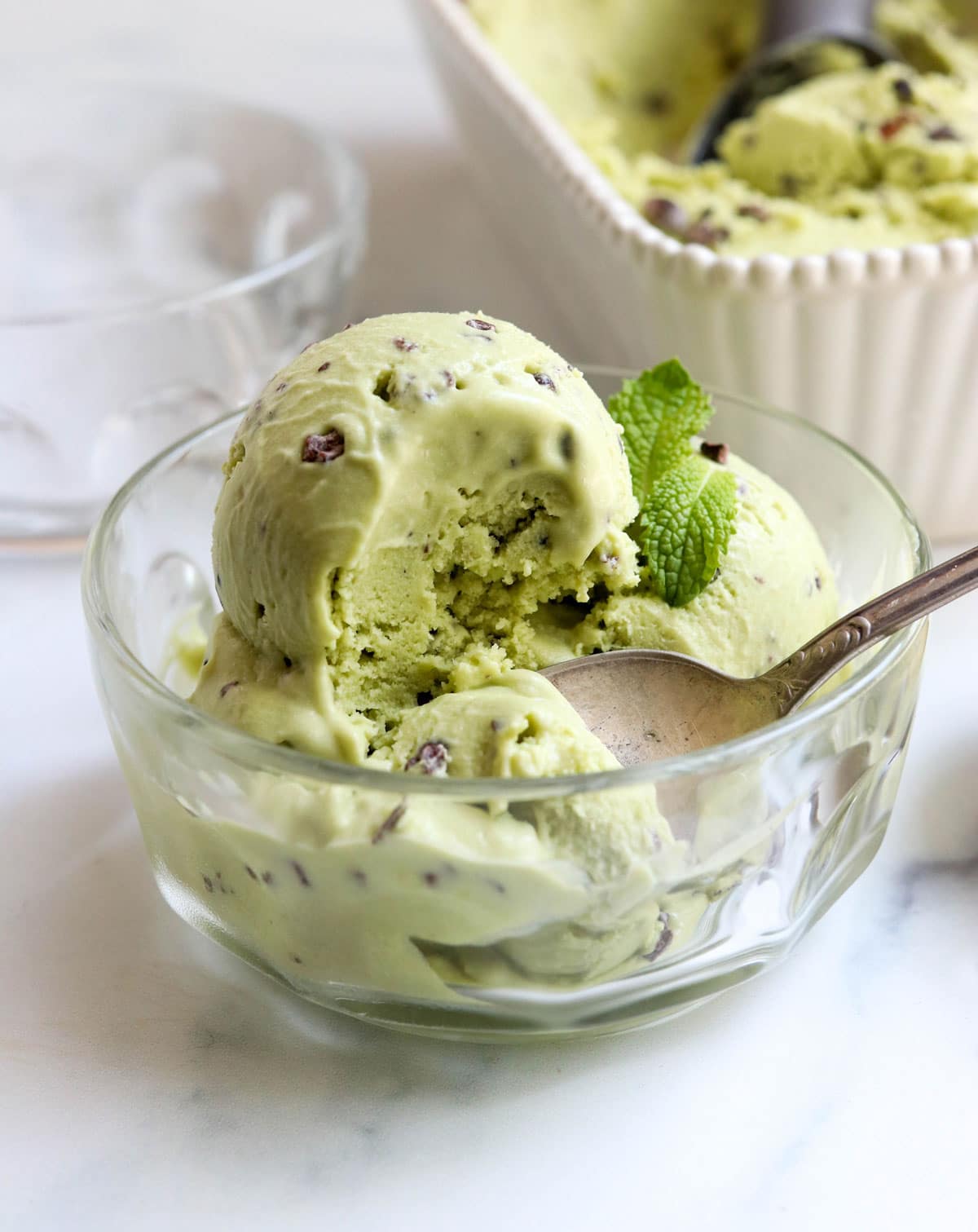 avocado ice cream eaten from dish