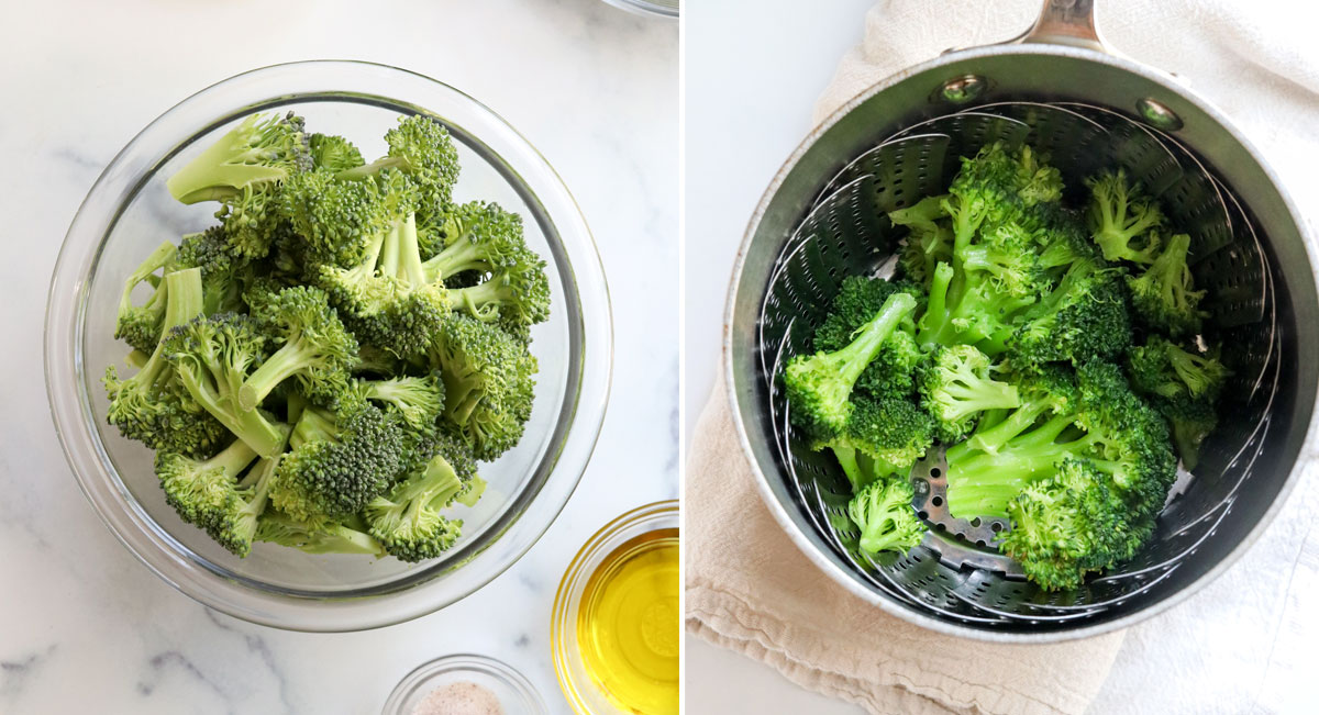 before and after cooking broccoli