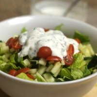 Salad with goat yogurt ranch dressing