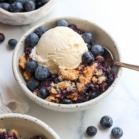 almond flour blueberry crisp with ice cream