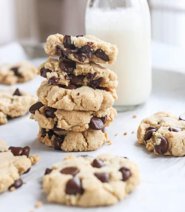 stack of paleo chocolate chip cookies