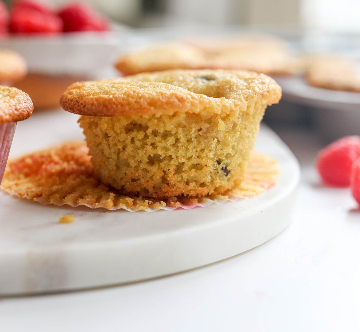 close up texture of the baked muffin