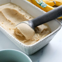 peanut butter banana ice cream scooped in container
