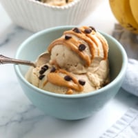 banana ice cream with chocolate chips on top