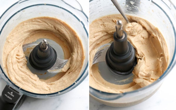 peanut butter and bananas processed until smooth