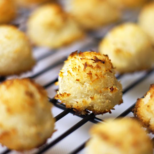 coconut macaroons on a cooling rack