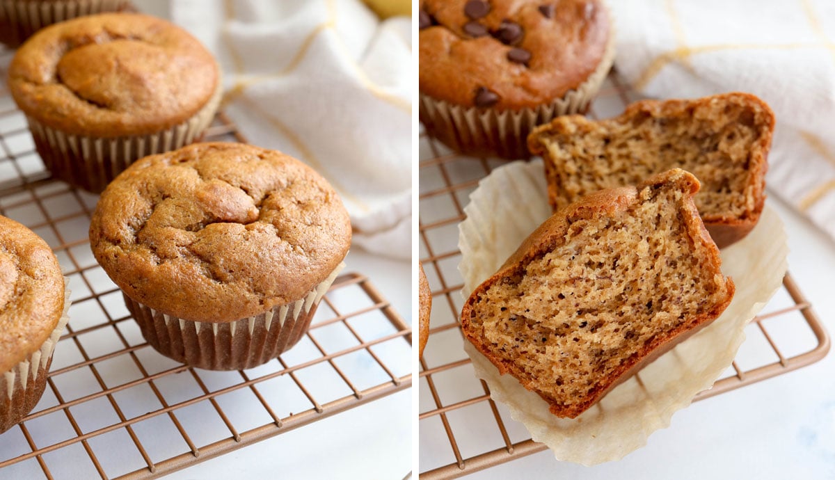 muffin split in half to show texture