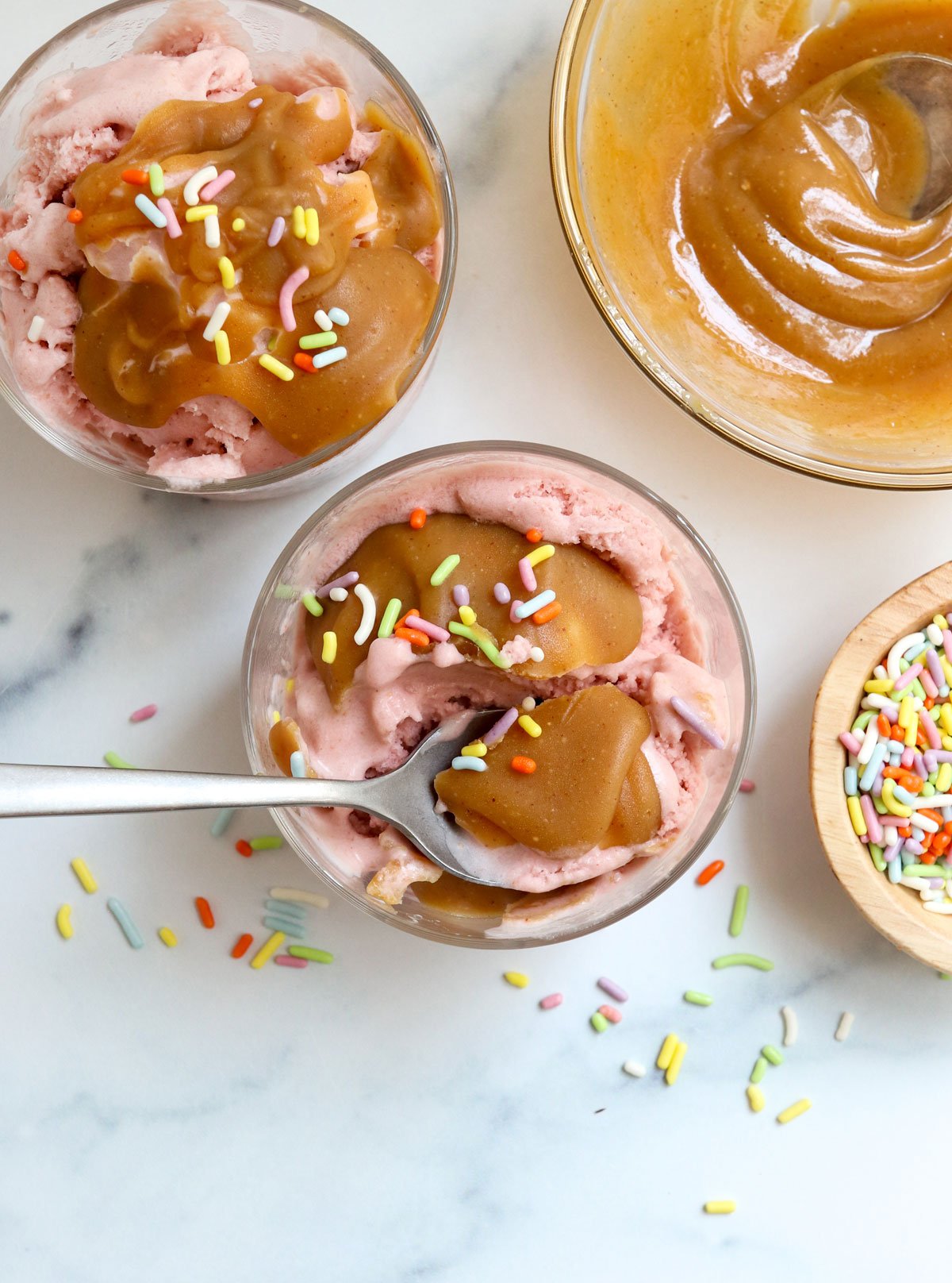 peanut butter magic shell cracked with spoon