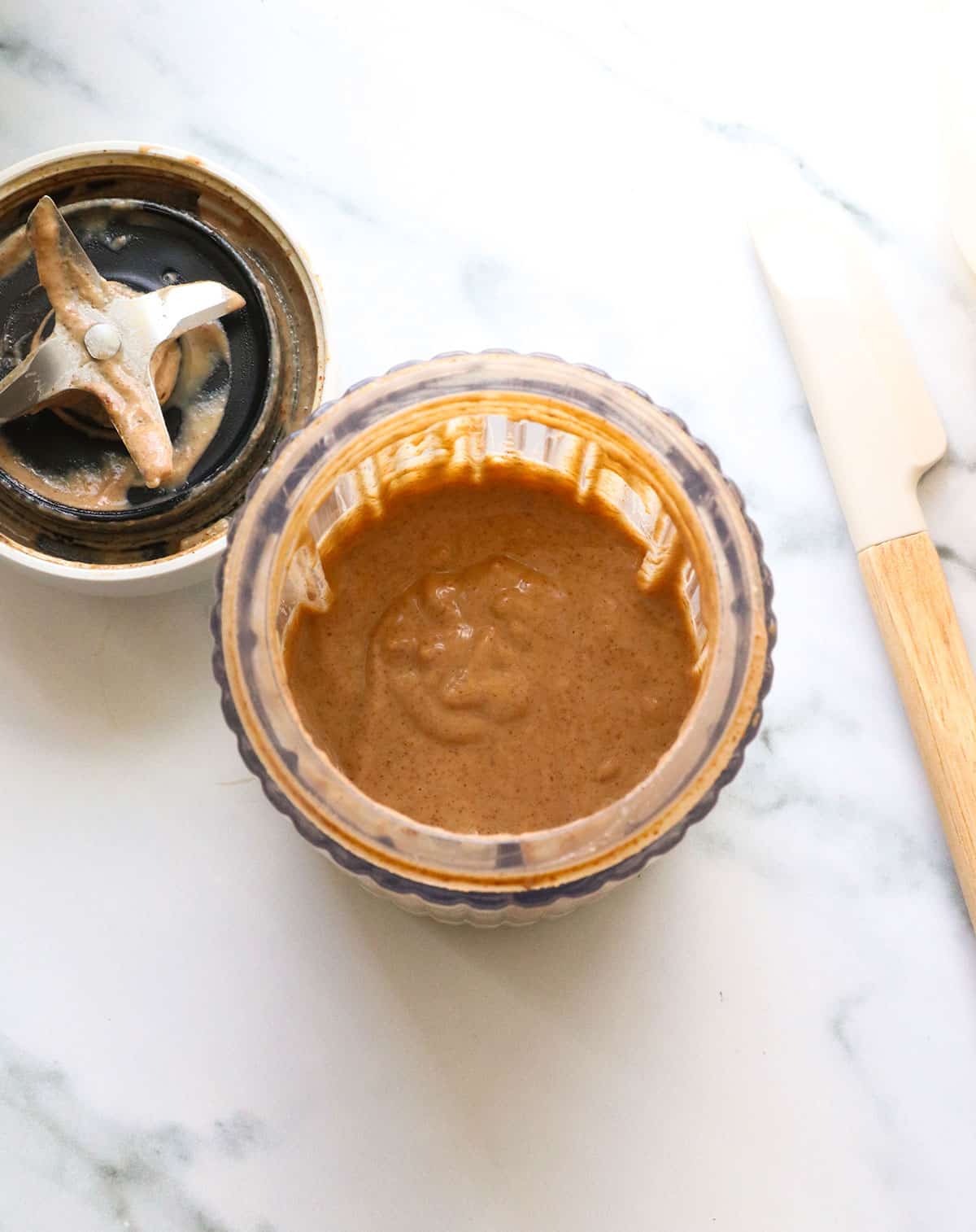 pecans blended until smooth in a blender.