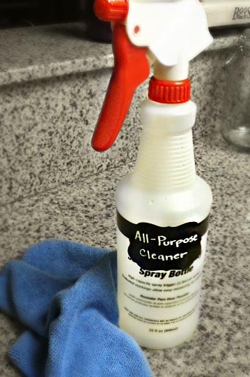 homemade all purpose cleaner in a spray bottle