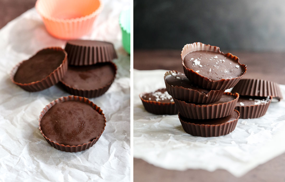peanut butter cups removed from the cupcake liners.