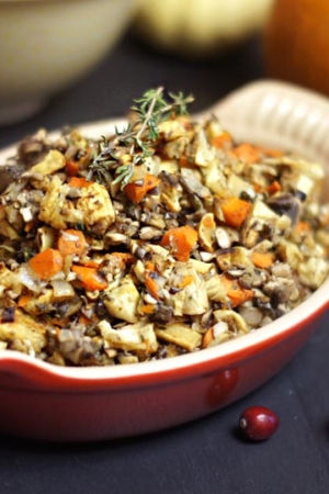 Grain free stuffing topped with thyme