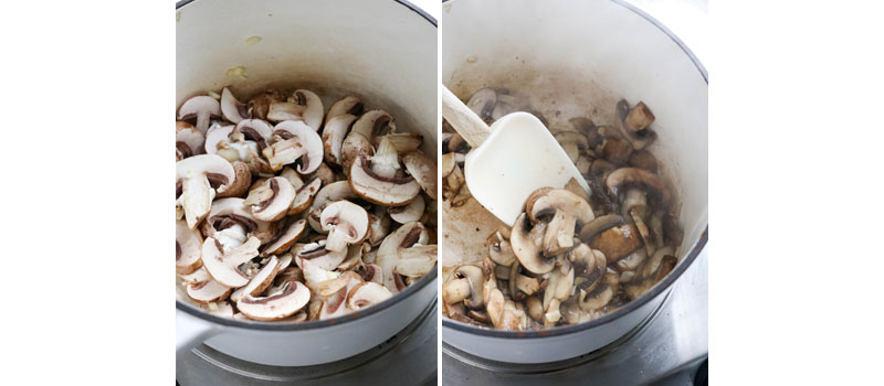mushrooms cooking in pot
