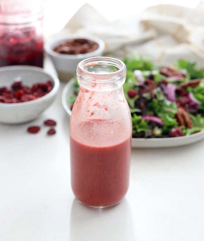 cranberry sauce salad dressing in bottle