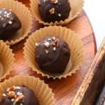 pecan pie truffles coated in chocolate.