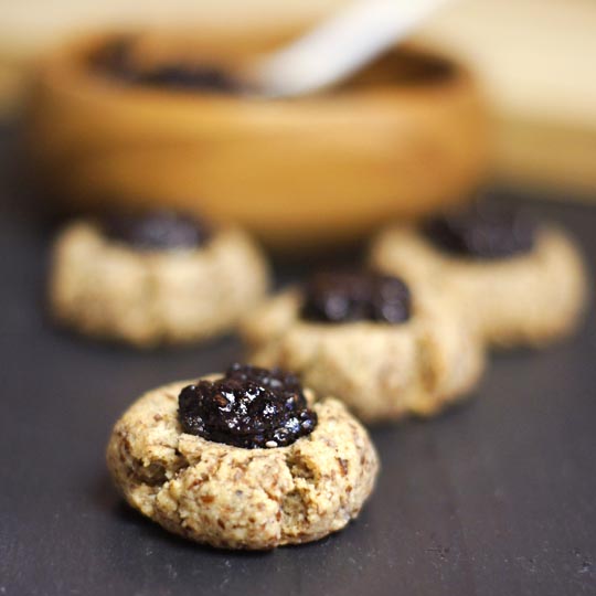 almond thumbprint cookies with cherry jam