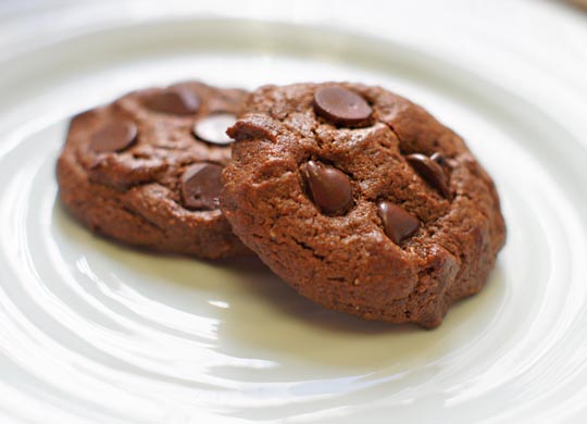 double chocolate cookies on a plate