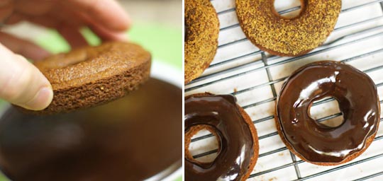 pumpkin spice donuts with glaze and sugar on top