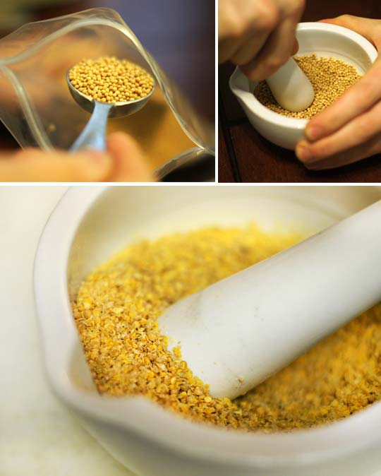grinding mustard seeds
