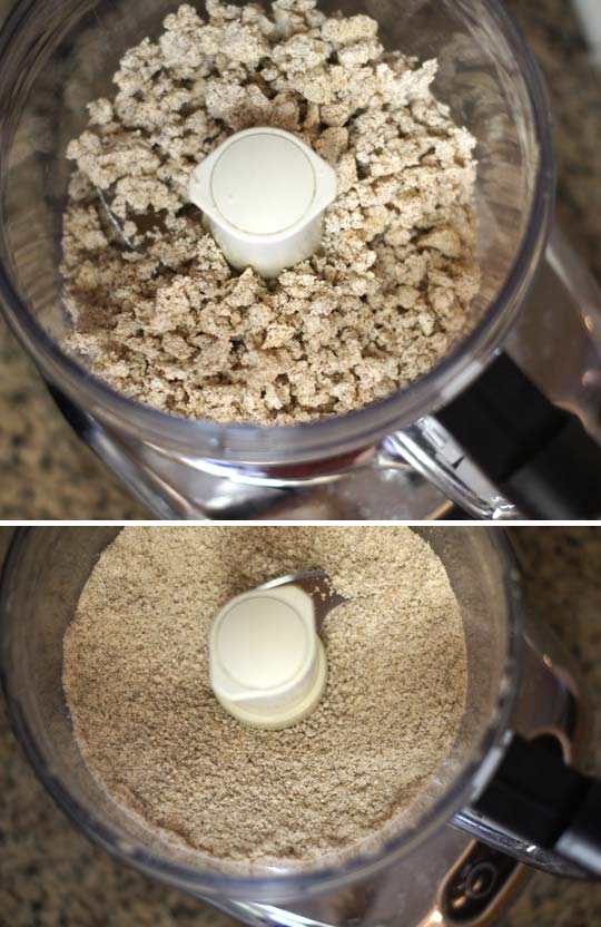 almond pulp flour in a food processor