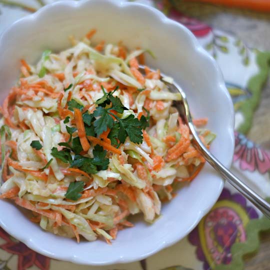 creamy coleslaw in a bowl