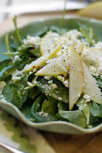 Kale pear and feta salad