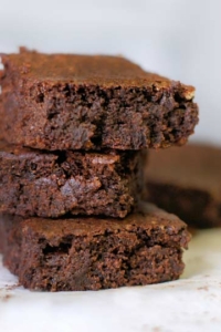 Stacked fudgy almond pulp brownies