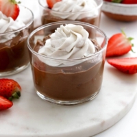 coconut whipped cream on chocolate pudding