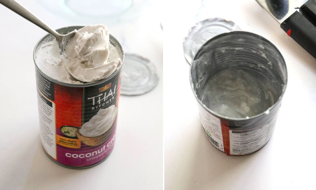 solid coconut cream scooped out of can