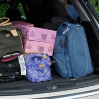 Car trunk filled with luggage