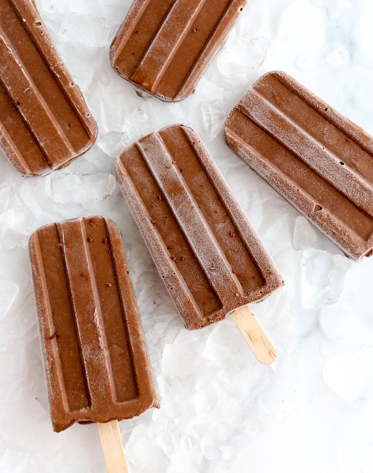 avocado fudgsicles on crushed ice