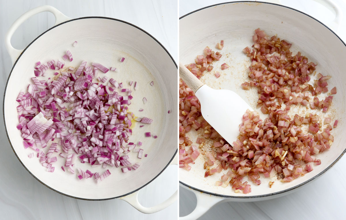 sauteed red onion with cumin and garlic