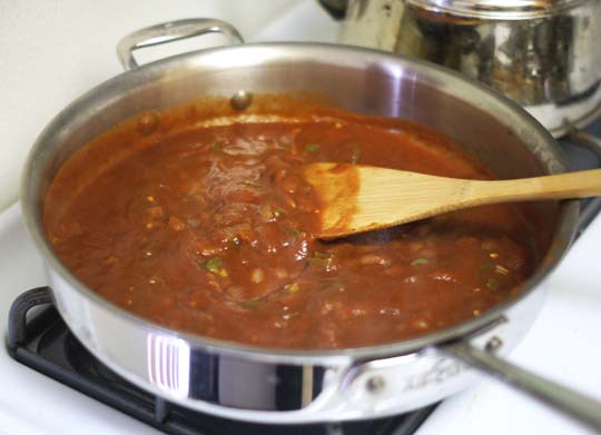 making vegetable masala in a pan